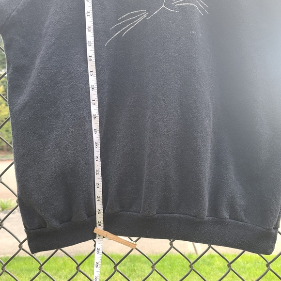 Vintage 80's black cat face sweatshirt t-shirt - M - Picture 5 of 5